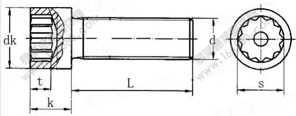 DIN 34821-2005 内12角槽圆柱头螺钉